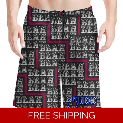 Le Studio Blah Blah Blah Custom 3D Men's Beach Shorts